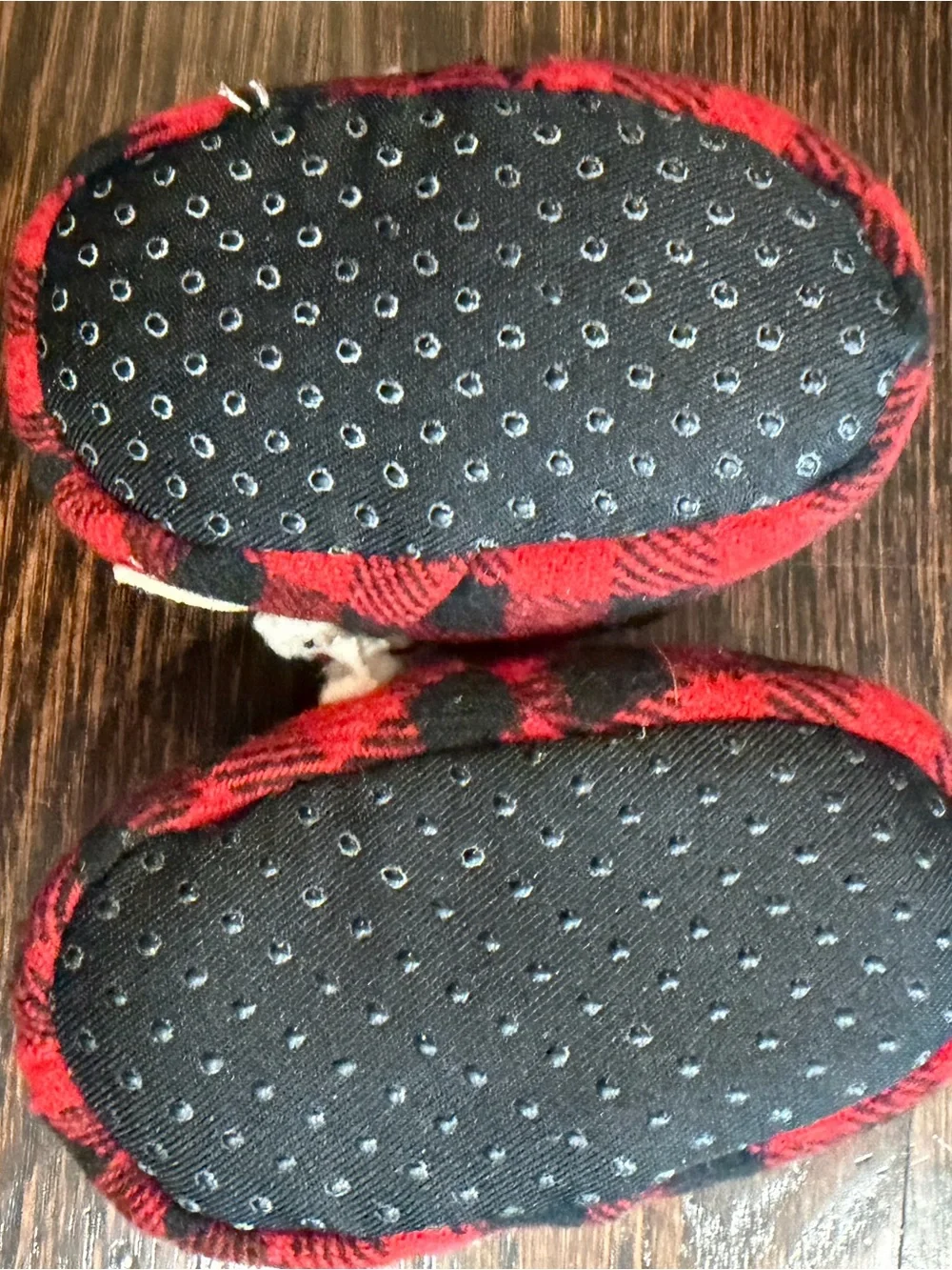 Baby Plaid BABY BEAR Red and Black Buffalo plaid family matching slippers NEW